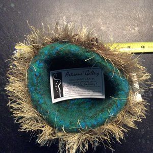 Handcrafted Felted Bowl, NWT, Teal/Green